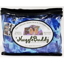 'NuggleBuddy Moist Heat & Aromatherapy Organic Rice Pack for Microwave. Lovely Blue Dragonfly Fabric Infused with Sweet Lavender Aromatherapy.