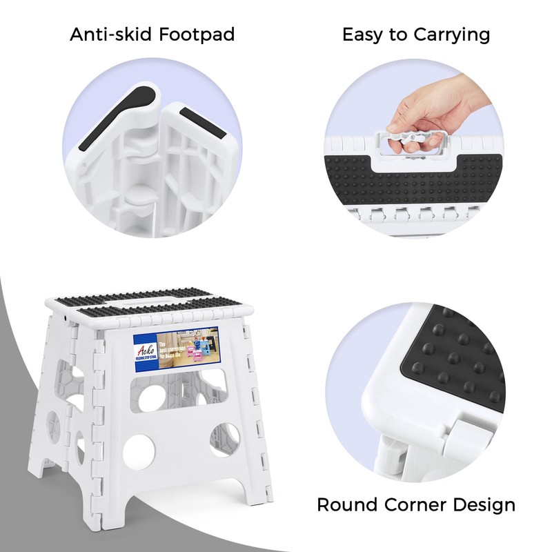 ACKO Folding Step Stool - 13" Height Premium Heavy Duty