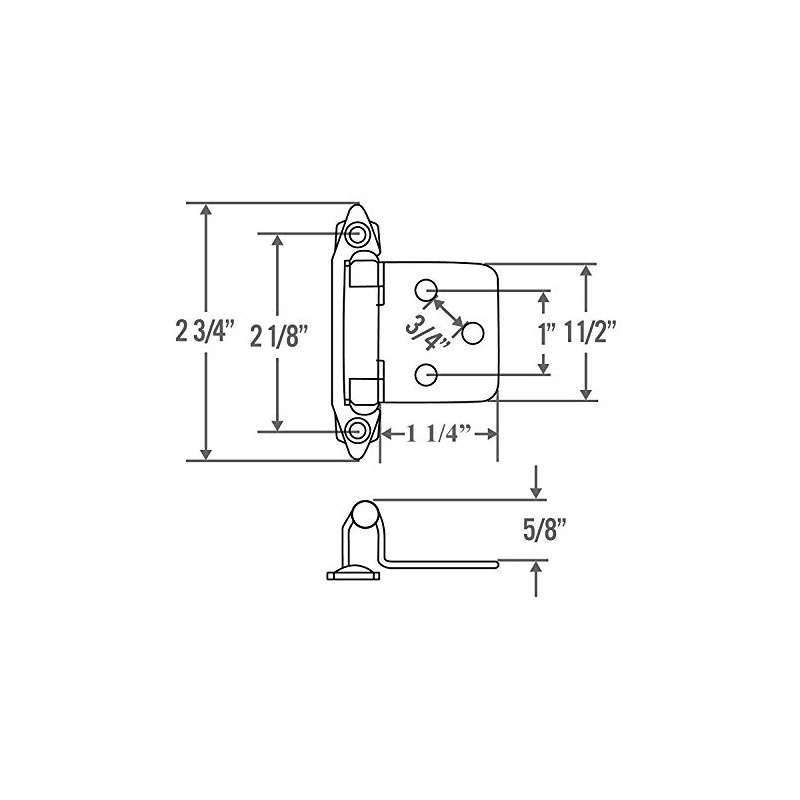 Silverline SH5001-CP Self Close Hinge Cabinet Hardware 10 Pairs Face