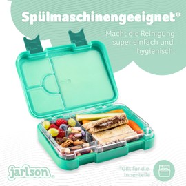 Jarlson® Toni Lunch Box for Children with 6 Compartments – Lunch Box – Bento Box Leak-Proof – Lunch Box for Nursery and School – Girls and Boys – Lunch Box, Snack Box (Turquoise)