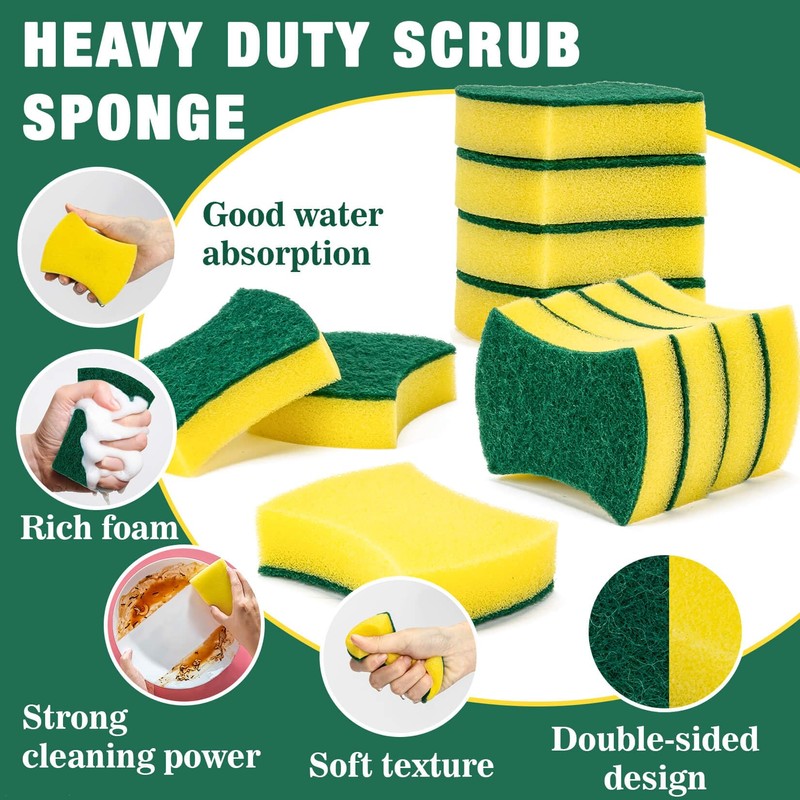 MAQIHAN 18PCS Heavy Duty Scrub Sponge - Dish Scrubber Sponge