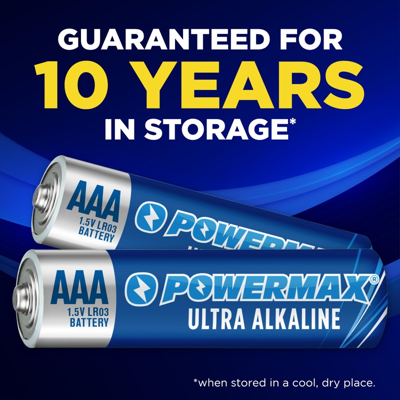 Powermax 12-Count AAA Batteries, Ultra Long Lasting Alkaline Battery Blister