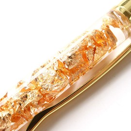 Gold Stone Ballpoint Pen with Gold Foil 24K Gold, Sparkle, Pure Gold, Luck Up, White