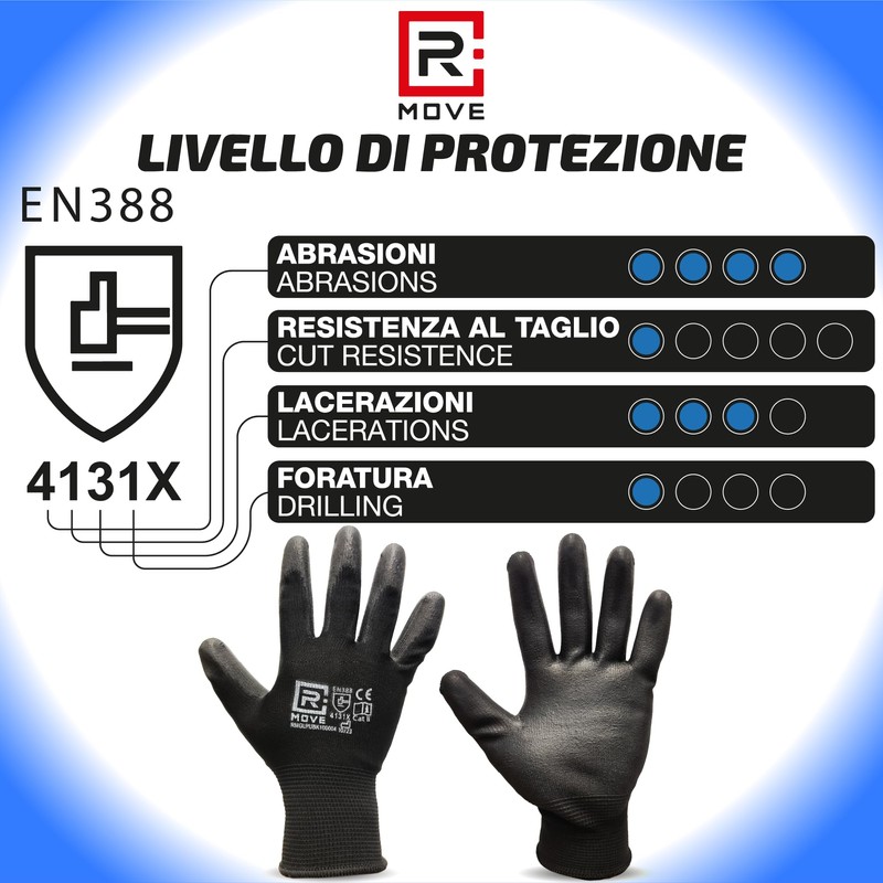 R MOVE 12 Pairs Work Gloves M Protective Polyurethane Gloves