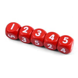 QUTHZZHY Pack of 5 Large Dice, 25 mm Wooden Play Dice, Coloured Dice Red with Numbers 1-6, D6 Dice Set, Game Dice Children's Toy, for Board Games, Early Childhood Education, Party, Teaching Math