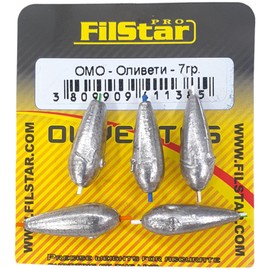PRO FILSTAR Inline Olivette Fishing Lead Set 5 x 7 g - Lead Weights - Dropshot Lead - Fishing Lead Set - Lead Fishing - Fishing Weights - Fishing Drop Shot Lead - Fishing Accessories - Scrap Lead -
