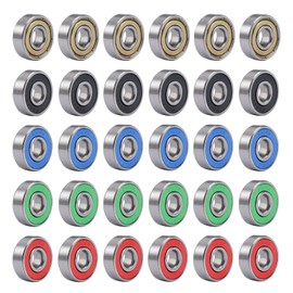 Pack of 60 Skateboard Ball Bearings, 8 x 22 x 7 mm, 608ZZ 608RS Carbon Steel Roller Bearings, Metal Double Shielded Miniature Deep Groove Ball Bearings, ABEC Inline Ball Bearings for Skateboard