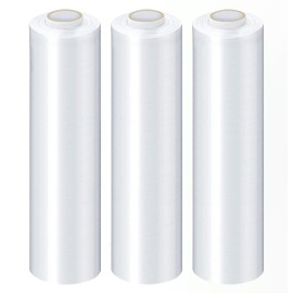 PSBM Stretch Wrap, 4 Pack, 18 Inch x 1500 Feet, 90 Gauge, Clear Plastic Cling, Cast Hand Stretch Film Rolls for Packaging Moving Packing Pallets