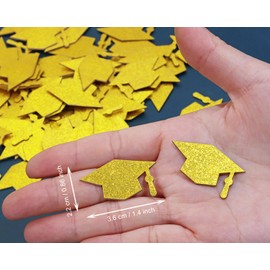 ONLYKXY 100pcs Graduation Cap Table Confetti Decor Glitter Confetti Graduation Hat Decoration for High School College Grad Party Decor Chocolate Favor Envelope Decal Scatter Bless Confetti (Gold)