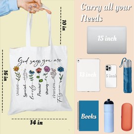 Odebyata Christian Gifts Tote Bag, Bible Verse God Jesus Aesthetic Canvas Shopping Bag for Reader Besties Girl Friend Daughter Mom Grandma Grocery Shoulder Bag (Bible)