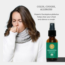 Silk Road Organic Eucalyptus Essential Oil Spray, 100% Pure USDA Certified Body Oil Mist - Congestion, Colds, Cough, Sinus, Allergies & Skin Care – 1 Oz Spray