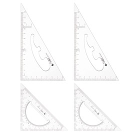 HARFINGTON 2piece Triangle Ruler Square Set 13cm, 12cm 30/60 and 45/90 Degrees Measuring Tools for Classrooms Home Office, Transparent