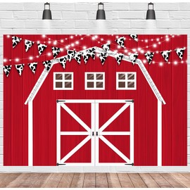 Theme Party Backdrops Farm Party Decorations Red Barn Door Backdrop Farm Backdrop for Birthday Party Supplies (red)