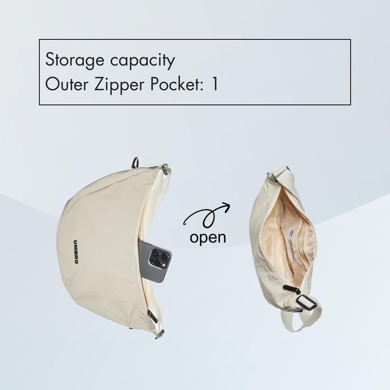 Umbro Crescent Shaped Mini Shoulder Bag, Soft, Lightweight, Nylon, Sonny