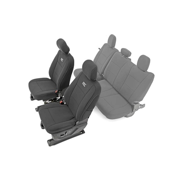 Rough Country Neoprene Seat Covers for 15-22 F-150 |17-22 Super Duty - 91016,Black, Front