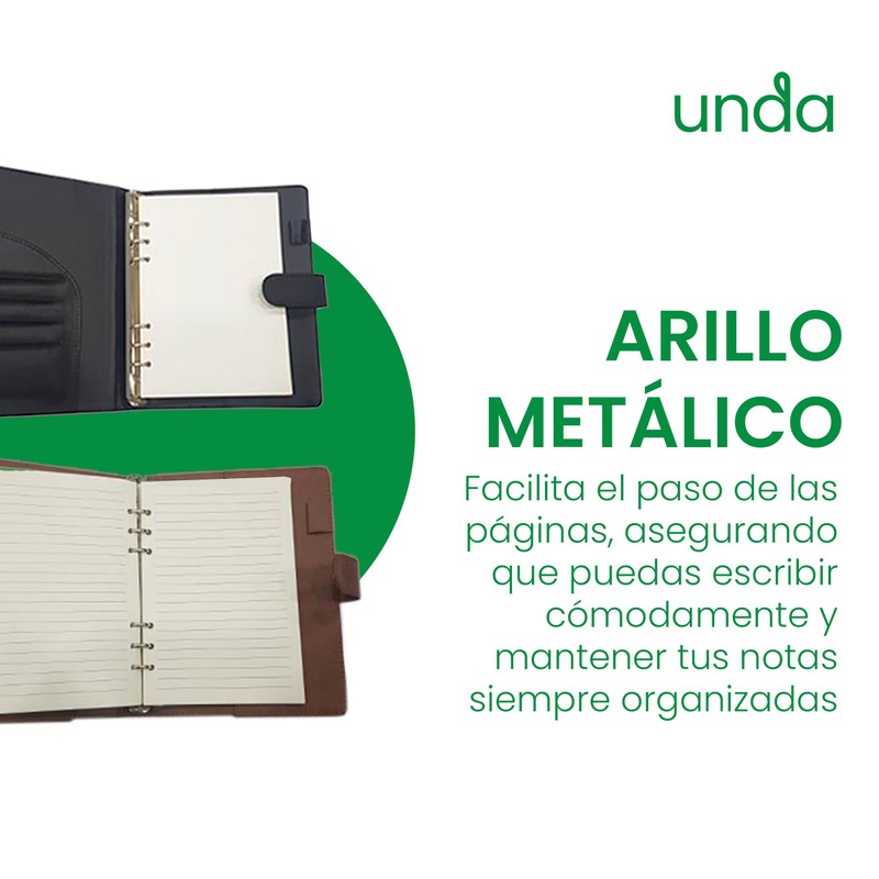 Carpeta de curpiel con block de 90 hojas de raya