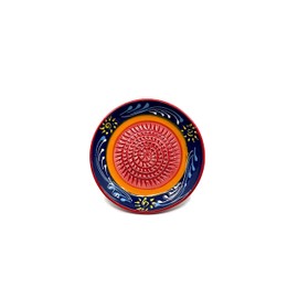 Kaladia Ceramic Grating Plate/Ceramic Slicer, Ideal for Ginger, Parmesan, etc., Design: Blue/White, Diameter: 12 cm, Handmade and Hand-Painted in Spain