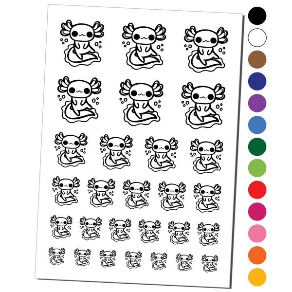 Delightful Kawaii Chibi Axolotl Temporary Tattoo Water Resistant Fake Body