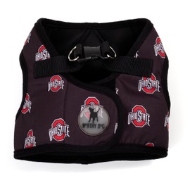 The License House Ohio State Buckeyes Dog Printed Sidekick Harness Vest with Comfy Padded Mesh Velcro Adjustable, Outdoor, Easy Walk Vest for Dogs - XXL, Black