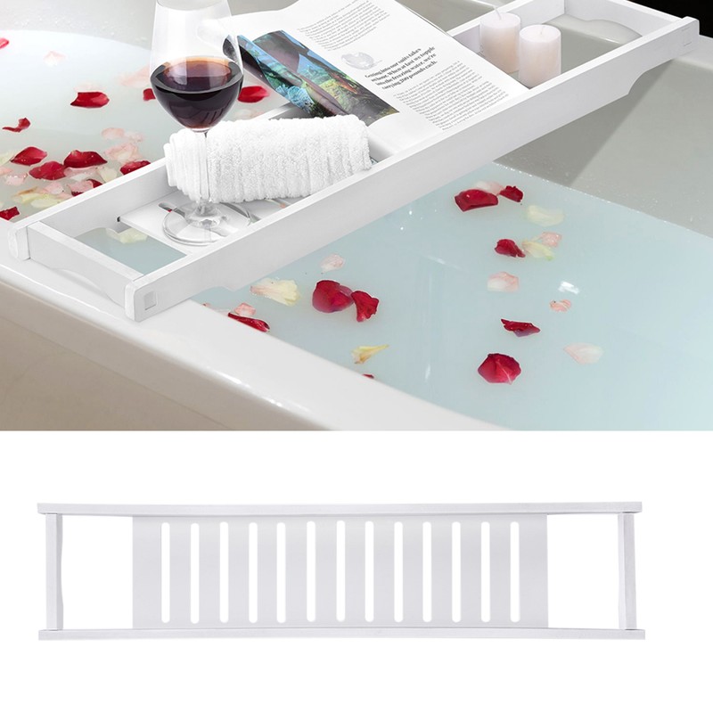 Luxury Slim Bridge Bath Tray Bathtub Storage Rack Shelf Organizer