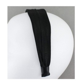 Black headband 1 5/8" wide shiny satin fabric covered hair band no teeth