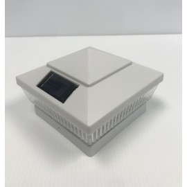 2-Pack Solar LED White 5 x 5 Vinyl PVC Wood Square Fence Post Cap Deck Outdoor Garden Light