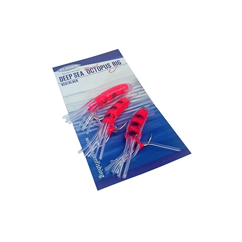FLADEN Winged Octopus Rig - Red/Black, Size 10/0