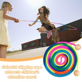 Skipping Rope for Multiplayer, 5 Metre Rope Skipping Children, Skipping Rope Long Multi-Skipping Children with Wooden Ball Handle, Group Skipping Rope for Children and Adults