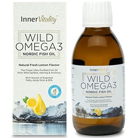 Omega 3 Fish Oil Liquid - Natural Fresh Lemon Flavour with NO Fishy Taste, High Strength DHA/EPA - 200ml Made from Wild Caught Nordic Fish Oil | 3rd Party Tested for Purity - Inner Vitality