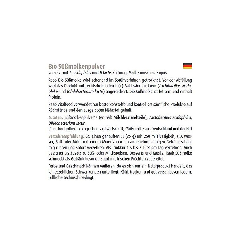 RAAB Organic Sueß Whey Natural Wellness Drink, 1er Pack (1