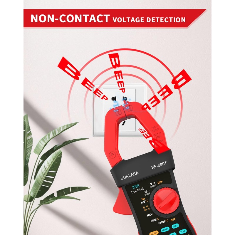 SURLABA Digital Clamp Meter 1000A/2000V AC DC Current Voltage LPF
