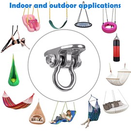 Dakzhou 2 Sets of Stainless Steel Swing Hanger, 180° Swivel Swing Hook, 1500 lb Load-Bearing Wooden Concrete Playground Hammock, Yoga Hammock, Ropes, Slings, Porch Swing