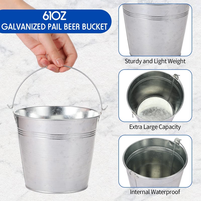 Didaey 24 Pack Galvanized Metal Buckets Bulk 6 Inch Small
