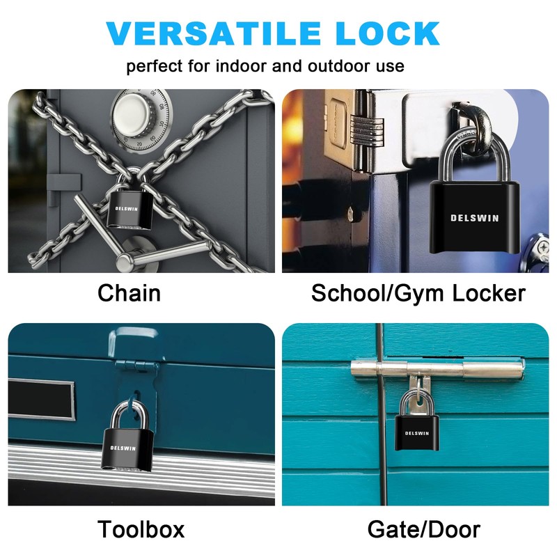 DELSWIN 4-Digit Combination Lock Outdoor Padlock - Heavy Duty Locker