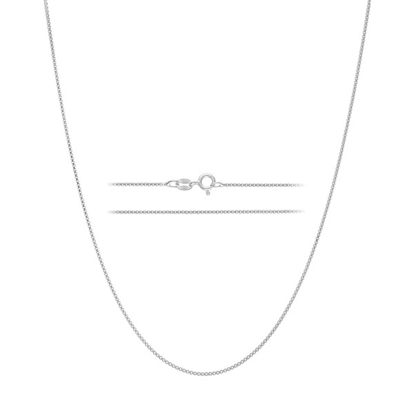 KISPER Sterling Silver Box Chain Necklace – Thin, Dainty, 925 Sterling Silver Jewelry for Women & Men with Spring Ring Clasp – Made in Italy, 18”
