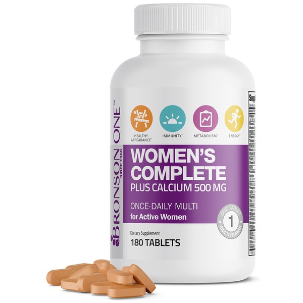 Bronson ONE Daily Women’s Complete Multivitamin Multimineral Once-Daily Multi for Active Women, 180 Tablets