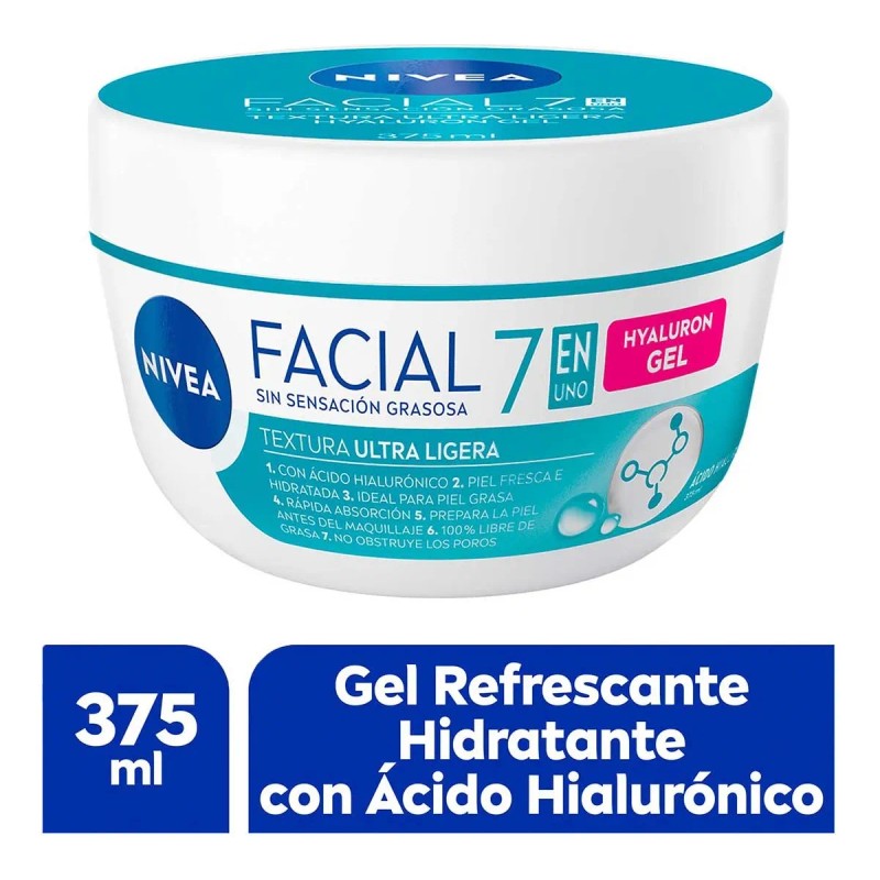 Nivea Gel Facial Refrescante Hyaluron Gel 375ml Grasa Día/noche