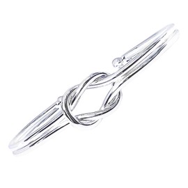 Peach Bomb Silver Bangle For Women with Knot Open Bracelet Design. Jewellery Gift for Her Birthday, Anniversary