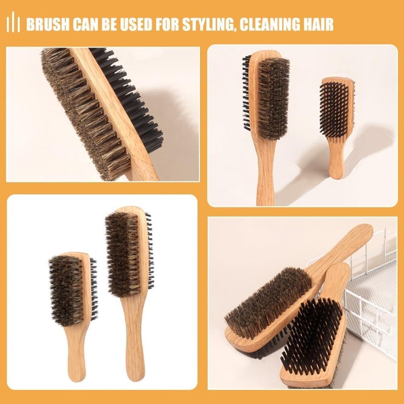 Flyanzebi Double Sided Boar Bristle Hair Brush Set, 2Pcs Detangling
