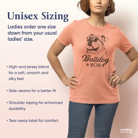 EVERTREE CLOTHING English Bulldog Mom T-Shirt, Unisex Women's Shirt, English Bulldog Owner, Cool Dog Mom Gift, Heather Sunset, X-Large