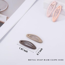 Cptots 20PCS Oval Metal Snap Clips for Women No Slip Small Barrettes for Thin Fine Hair,Matte Brown Beige Pink