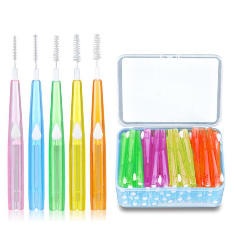 60pcs Toothpick Interdental Brushes Tooth Flossing Head Oral Hygiene Brush