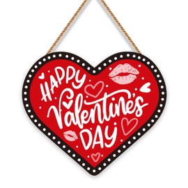 Happy Valentines Day Door Decor,Red Hearts Love Wall Decor Love Sign,Valentines Day Decor, Wooden Hanger Sign For Outdoor Home Farmhouse Wall Window Yard.(016)