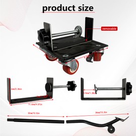 Multifunctional Furniture Dolly with 4 U-Slots,Furniture Movers,Carbon Steel Panel Heavy Duty Dolly,Furniture Lifter with 5 360° Rotatable Rubber Universal Wheels,Maximum Load 3500LBS