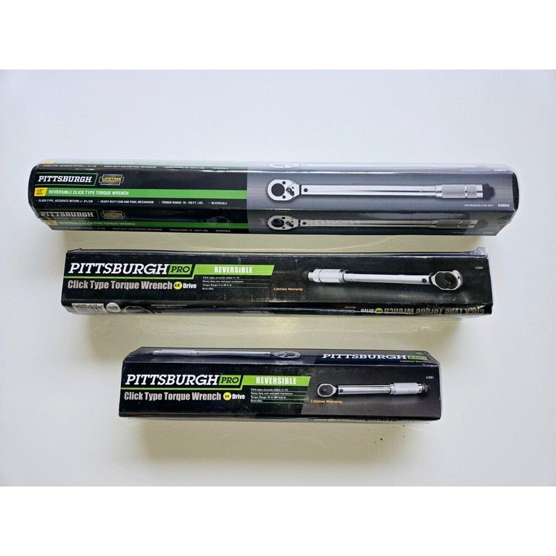 Pittsburgh 1/4 3/8 1/2 Drive Click Type Torque Wrench Snap