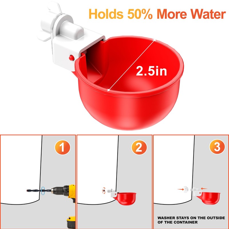 ZenxyHoC Chicken Waterer Cups, 10 Pack Automatic DIY Chicken Water
