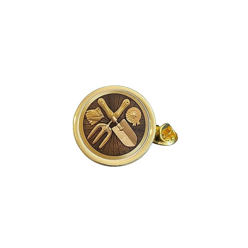 Gardening Tools (C) Gold Plated Domed Lapel Pin Badge in