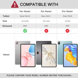 ATOOZ for Honor Pad 10 Case 12.1-inch 2025 Tablet, Thin Hard Back Folio Cover for 12.1" Honor Tablet 10 (Black)