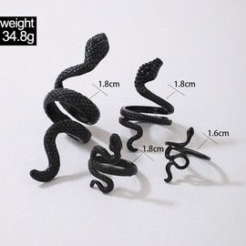 Graeen Snake Ring Vintage Snake Knuckle Rings Statement Biker Stackable Ring Reptile Serpent Band Ring Jewelry for Women and Girls, alloy, Rhinestone