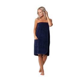 Robe Direct - Toalla de toalla de baño y spa para mujer con cierre ajustable y parte superior elástica, marino, XXL